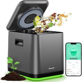 GoveeLife Smart Electric Composter for Kitchen, 3L Compost Bin Indoor Odorless with App & Voice Control, Auto-Cleaning, 3 Modes, Turn Food Waste to Fertilizer for Garden, Food Waste Compost Machine