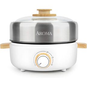 Aroma Stainless Steel Hot Pot, Silver (ASP-600), 5 quart
