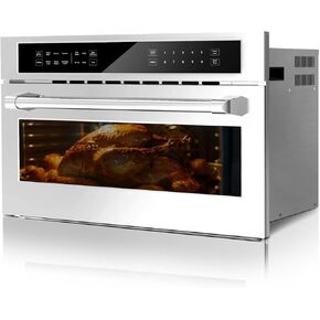 30 Inch Microwave Convection Oven, 1.6 Cu Ft Built In Microwave Oven with Air Fryer-Child Safety Lock-Drop Down Door, 1700W Touch Control-Multiple Cooking Modes, Ideal for Modern Kitchens