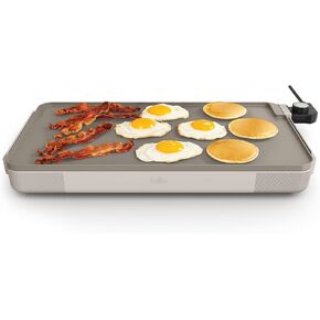 bella 12" x 22" Electric Griddle with EverGood™ Ceramic Nonstick Coating, Removable Temperature Probe, Dishwasher-Safe Drip Tray & Cool Touch Handles, Cook up to 15 Eggs, 1500 Watt, Oatmilk