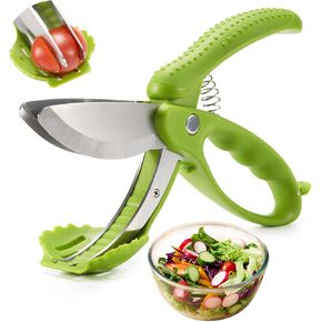 Salad Scissors, Salad Chopper with Double Blades, Lettuce Chopper, Lettuce Scissors for Chopped Salad, Chopped Salad Chopper Tool for Tossing and Chopping in Salad Bowl (Green)