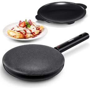 Electric Crepe Maker, 8 Inch Portable Crepe Maker Machine With Not-Stick Dipping Plate, Automatic Temperature Control, Nonstick Crepe Pan, Black (Black)