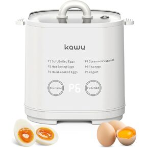 kawu Rapid Egg Cooker, 6-Function Egg Cooker for Hard Boiled Egg, Egg Boiler with Timer,Yogurt Maker,Boiled Egg Cooker for Hard Boiled Egg, Egg Cooker with Auto Shut Off &Alarm, Egg Cooker W/Bowl&Rack