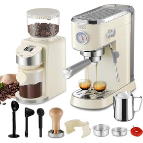 Gevi Espresso Machine 20 Bar with Grinder, Professional Espresso Maker with 35 Precise Grind Settings Burr Coffee Grinders Combos, Super-Automatic Espresso Machines, Gift for Coffee Lover