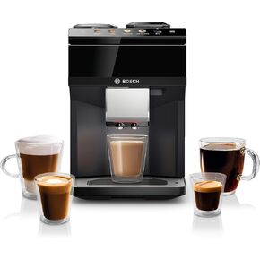 Bosch TPU40109 500 Series Fully Automatic Espresso Machine with Whole Bean Compartment and Ground Coffee Chute, TFT Display & Touch Control Panel, External Milk System, and 9 Beverage Options, Black