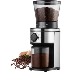 Burr Coffee Grinder, Electric Conical Coffee Bean Grinder With 30 Adjustable Grind Settings For 2-12 Cups, Sliver & Black