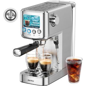 Espresso Machine 20 Bar,Professional Espresso Maker with Milk Frother,Expresso Coffee Machine with 42 oz Removable Water Tank,Stainless Steel,Silver