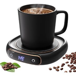 Lerat Coffee Mug Warmer & Mug Set for Desk, Electric Coffee Cup Warmer with Auto Shut Off, 3 Temperature Setting Smart Cup Warmer for Heating Coffee, Milk, Beverage, Candle Jar (Light Black)