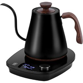 Gooseneck Electric Kettle, Intelligent Temperature Control, Stainless Steel Inner, Quick Heating, for Pour Over Coffee, Brew Tea, Boil Hot Water, 1000W 1L Black