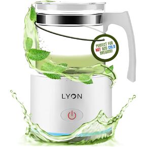 Lyon - Electric Kettle with Tea Infuser & Foam Maker - Matcha Machine and 1 Touch Iced Drink Maker and Brewer - Glass Kettle for Perfect Iced Tea - Ultimate Brewing Experience (White)