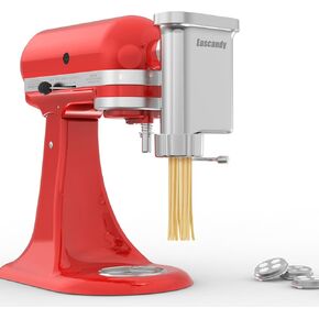 Metal Gourmet Pasta Press Attachment for KitchenAid Stand Mixer – Durable Metal Pasta Maker Attachment with 5 Interchangeable Plates for Fresh Homemade Pasta