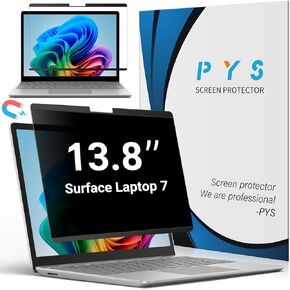 PYS شاشة الخصوصية المغناطيسية لجهاز الكمبيوتر المحمول السطحي Microsoft 7 (13.8 بوصة ، 2024 AIPC)-واقي شاشة مضاد للوهج غير لامع ، مرشح ضوء أزرق ، تثبيت وفصل سهل ، مقاوم للخدش