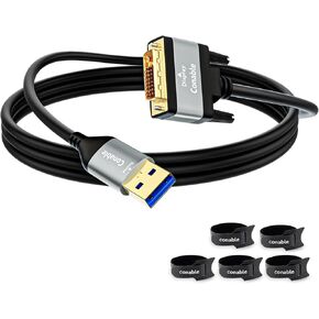 كابل محول USB إلى DVI 6ft ، USB-A 3.0 إلى DVI HD Cable المرن المرن ، رقاقة ذكية ، 1080p@60 هرتز ، للتلفزيون ، جهاز العرض ، الشاشة ، دعم فقط Windows 11/0/8/8.1/7 ، Mac OS