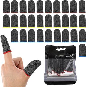 Finger Sleeves for Mobile Gaming, 30 Packs Anti-Sweat Extremely Thin Thumb Sleeves, Silver Fiber Finger & Thumb Sleeves, Smooth Operation Finger Protectors, Suitable for All Touch Screen Devices