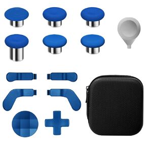 13 in 1 Metal Thumbsticks for Xbox Elite Series 2 Controller,Accessories Parts for Xbox One Elite 2,Gaming Accessory Replacement,Metal Mod 6 Swap Joystick,4 Paddles,2 D-Pads,1 Tool,Blue