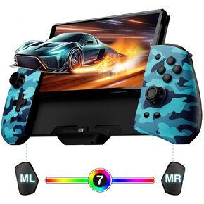 FUNLAB Luminous Switch Pro Controllers Switch Joypad for Nintendo Switch/OLED, Ergonomic Switch Handheld Controller, Switch Replacement Controller with Adjustable Color, Turbo, Mapping - Camo Blue