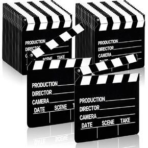 Jecery 20 Pcs Movie Film Clap Board 7 x 8 Inch Clapboard Directors Clapper Clapboard Movie Night Party Decorations Writable Cut Action Scene Board Centerpiece for Photo Prop (Black,White)