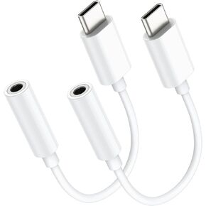 Temdan USB C to 3.5mm Audio Adapter, Type C to Headphone Jack Adapter, Aux Audio Dongle Cable Cord Compatible with iPhone 16 Pro Max/15,Samsung Galaxy S25 Ultra/S24/S23,Pixel,iPad Pro,MacBook (2 Pack)