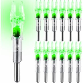 12 Pack X Lighted Nocks Universal Fit for Arrows with ID .204/.233/.244/.246 Light Up Nocks with ON/Off Switch for Archery Hunting