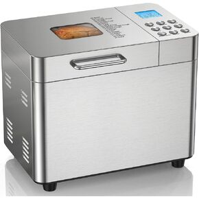 2LB Bread Maker Machine, OSIPOTO 17 in 1 Automatic Stainless Steel Bread Machine, Non-stick, Beginner-Friendly Controls, 15 Hour Timer, Easy to Clean Low Noise, High Success Rate for Homemade Bread