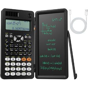 Rechargeable Scientific Calculator for Students, 991ES MAX Foldable Science Calculator with Notepad 417 Function Solar Energy Science Calculators for Middle and High School Supplies (Black)