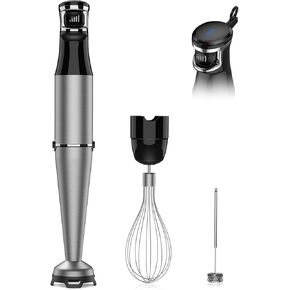 Immersion Blender Handheld 1100W 3 in 1 Corded Stick Hand Blenders for Kitchen with Trigger Speed Control, with Whisk, Milk Frother Attachemnts, Perfect Emulsifier for Soup, Smoothie, Puree