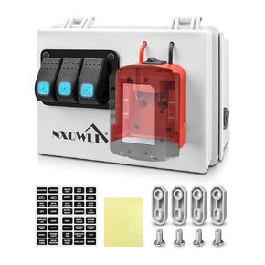 Power Distribution Box with Battery Adapter Fits for Milwaukee M18 18V Battery, Power Adapter Box for Rv Truck Trailer Warehouse, with Dual USB Charger & Low Voltage Protection, Battery Not Included