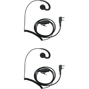 Earpiece Headset with MIC PTT, Compatible with Baofeng UV-5R BF-888S BF-F8HP BF-F9 UV-82 UV-82HP UV-82C Kenwood Walkie Talkies, 2-Pin C-Shape Swivel, 2 Pack