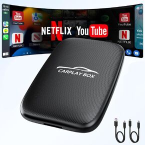3 in 1 Wireless CarPlay Adapter 2025 Upgraded,Wireless CarPlay & Android Auto Adapter Built in Netflix YouTube Support TF Card, Factory Car Play Video Box for Cars from 2016 and IOS, Plug and Play