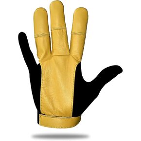 Leather Archery Glove | Handmade Shooting Hunting Three Finger Gloves | Recurve Bow Archery Cow Hide Leather Gloves | Excellent Fitting
