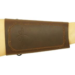 SAS 6.5" Traditional Brown Suede Leather Archery Arm Guard One Size with Cord Strap for Hunting Target Shootig Practice Bow Longbow Adults