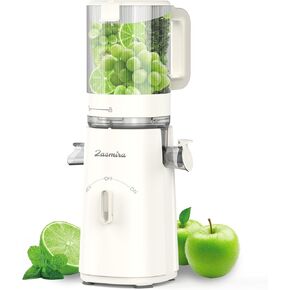 Juicer Machines, Zasmira Cold Press Juicer with 5" Large Feed Chute for Whole Vegetables and Fruits, High Juice Yield Juice Extractor with Powerful Quiet Motor, Easy to Clean, White