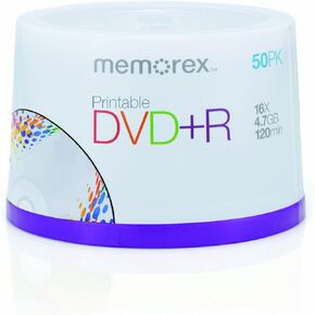 Memorex 4.7GB/16x DVD القابلة للطباعة+R 50 حزمة المغزل