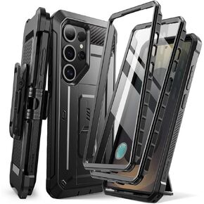 SUPCASE for Samsung Galaxy S25 Ultra Case with Stand (Unicorn Beetle Pro), [2 Front Frames] [Built-in Screen Protector & Belt-Clip] Military-Grade Protection Phone Case for S25 Ultra 6.9 Inch, Black