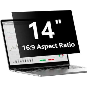 Laptop Privacy Screen Protector 14 Inch with Hp Dell Acer Asus Samsung LG and More, Removable Security Shield Filter for 16:9 Aspect Ratio Portable Monitor Like ViewSonic MSI KYY and More (14" Diagonal 16:9 1 Pack)