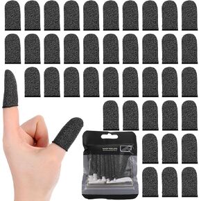 Mobile Phone Gaming Finger Sleeves, 40Pack Silver Fiber Anti Sweat, Ultra Thin, Finger & Thumb Sleeves for Most Gamers, Smooth Operation Finger Protectors, Suitable for All Touch Screen Devices