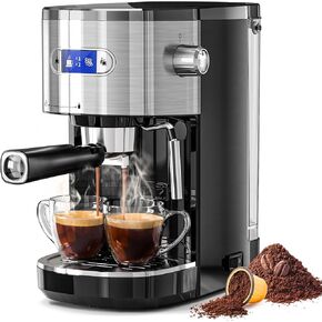 20 Bar Espresso Machine,Semi-Automatic Espresso Machine with Milk Frother Steam Wand,Coffee Maker Machine with 40 oz Removable Water Tank for Latte &Cappuccino(Black)