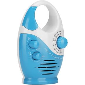 Portable AM FM Radio, Shower Radio with Speaker, Hook Type Broadcast Music Radio for Bedside Tables and Garages(Blue)