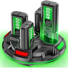 Rechargeable Battery Pack for Xbox Controller, 4 x 4800mWh Battery Pack for Xbox One, Xbox One S|X, Xbox Series S|X, Xbox One Elite Controller, Rechargeable Batteries for Xbox with Charger (4 Pack)