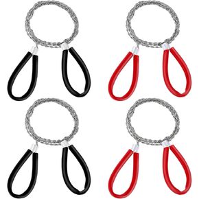 4 Pcs Stainless Steel Cable Saw, Metal Cable Wire Saw Hand Pocket String Rope Saw Emergency Survival Wire Saw PVC Pipe Cutting Tool for Wood Camping Hiking Hunting (80 cm/31.5 inches)