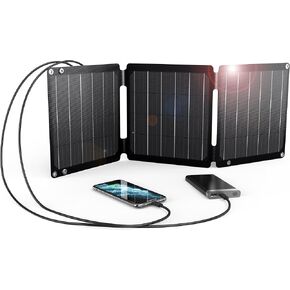 [USB-C و USB-A] BigBlue Lightweight 21W Solar Charger ، شاحن هاتف شمسي قابل للطي محمول مع IP65 مقاوم للماء للتخييم ، متوافق مع iPhone و Samsung Galaxy و Tablets و Power Bank وما إلى ذلك