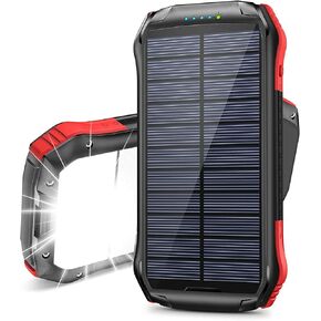 Solar Charger 16000mAh, Solar Power Bank 15 LED 4 Modes Flashlights Battery Pack Dual USB Type-C Ports, IP65 Waterproof Rating, External Backup Battery Large Capacity Phone Charger for Android/Ios