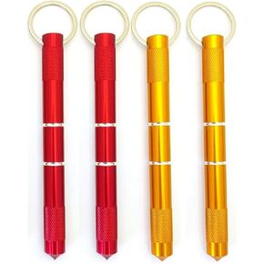 Tactical Safety Keyring Metal Keychain Defense Self Safety Glass Breaker Aluminum Carabiner Keychain, Set of 4, Red and Gold