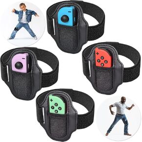 [4 Pack] Leg Straps for Nintendo Switch & Switch OLED Sports Soccer Kicking & Switch Ring Fit Adventure Game, Elastic Leg Straps Accessories with Two Sizes Adjustment for Adult and Kids