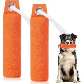 2 Pcs Dog Bumpers Canvas Training Dummy Hunting Dog Training Floating Toys for Easy Throwing(Orange,9.8 x 2.8 Inches)
