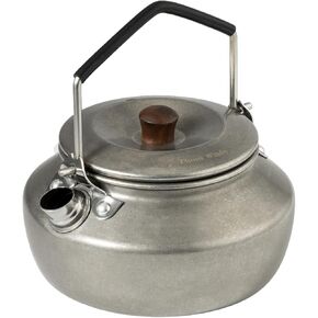 0.6 Liter Lightweight Stainless Steel Camping Kettle Portable Camp Tea Pot, Outdoor Campfire Use, Retro Silver