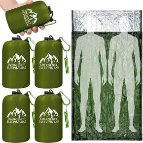 Oudain 6 Pcs XL Emergency Sleeping Bag 94.5" x 49.2" Waterproof Survival Sleeping Bag with Whistle Carabiner Portable Thermal Bivy Sack, Emergency Blankets for Camping Hiking Outdoor Activities