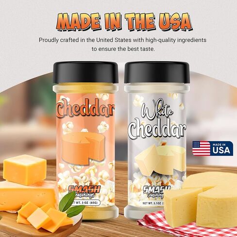SMASH SMASINGS WHITE CHEDDAR & ORANGE CHEDDAR Popcorn Searning - 2 Pack من توابل الفشار اللذيذة في زجاجة شاكر in Saudi Arabia