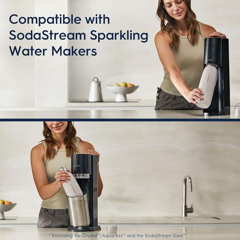 Sodastream - Fizz & Go Cool Bottle | زجاجة مياه كربونية من الفولاذ المقاوم للصدأ | يحافظ على المشروبات الباردة 12 ساعة | حامل كوب ودود | متوافق مع آلات أسطوانات CO2 الوردي | لون العاصفة | 30.4 أوقية in Kuwait