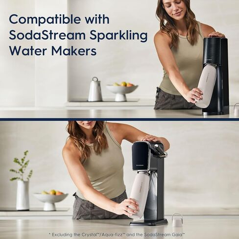 Sodastream - Fizz & Go Cool Bottle | زجاجة مياه كربونية من الفولاذ المقاوم للصدأ | يحافظ على المشروبات الباردة 12 ساعة | حامل كوب ودود | متوافق مع آلات أسطوانات CO2 الوردي | لون العاصفة | 30.4 أوقية in Kuwait